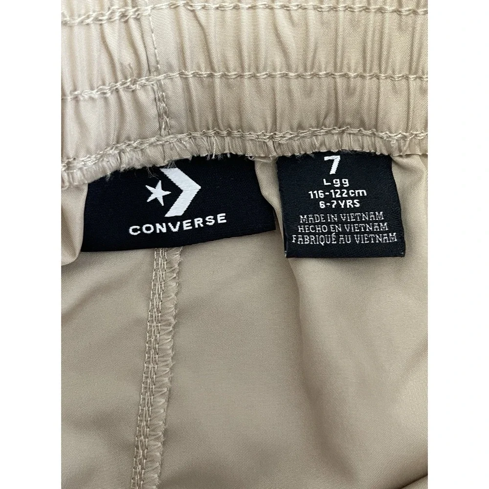 NEW CONVERSE Beige Logo Aop French Terry Shorts Sz L 116-122 CM 6-7 YRS Boy's